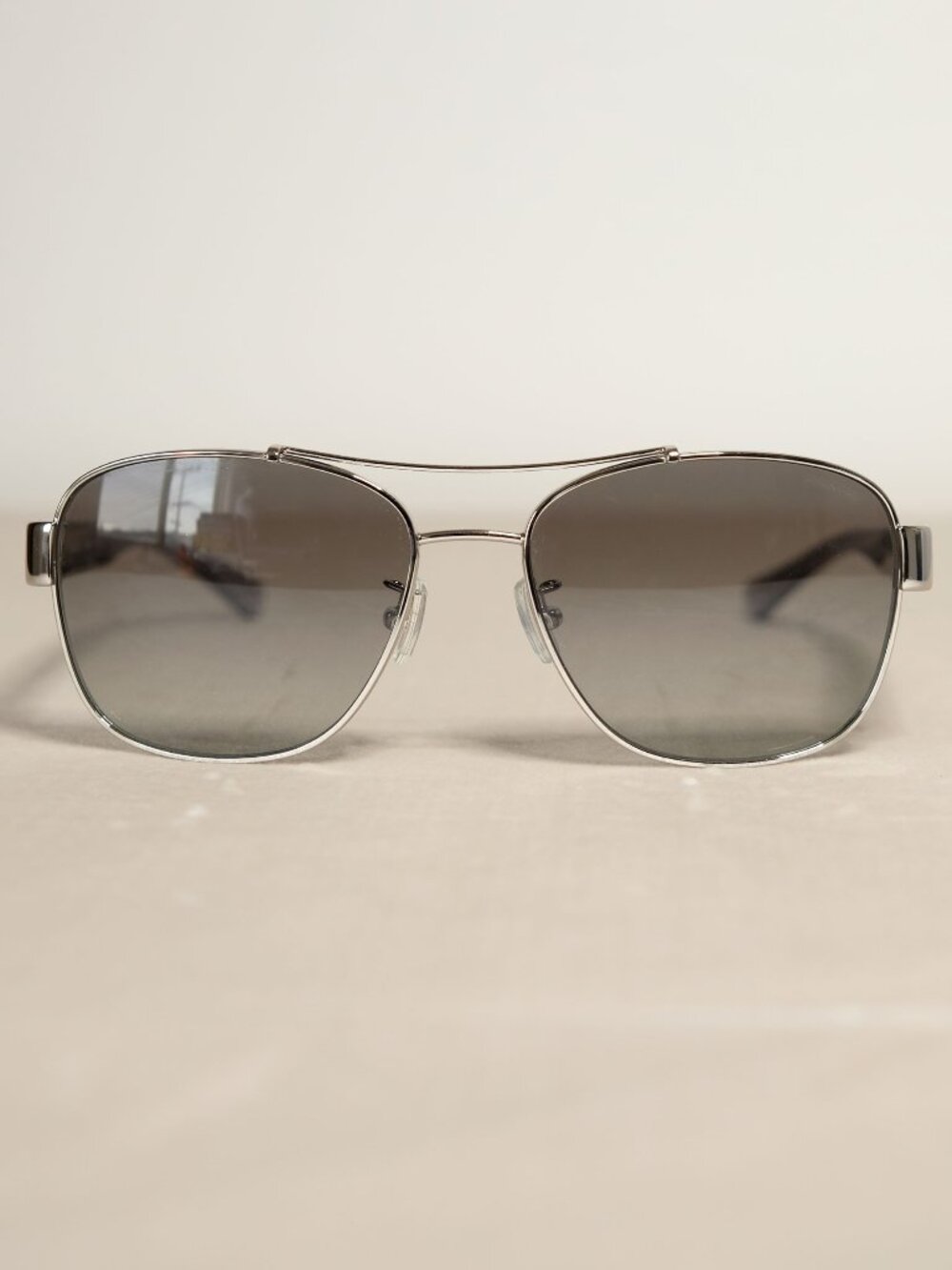 Coach Aviator Sunglasses HC7064 L151 Silver/Dark Grey Crystal, Excellent